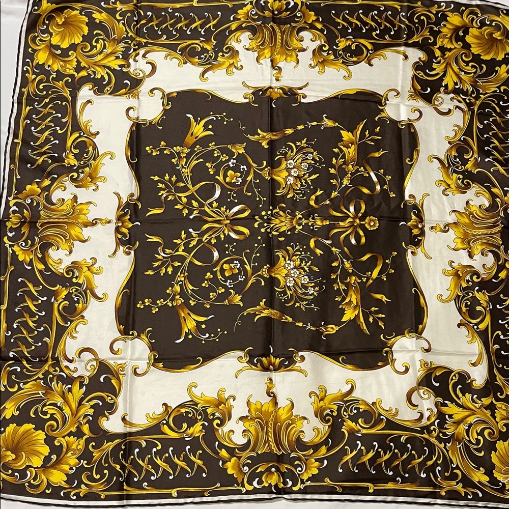Vintage Zita Elegant Gold and Brown Scarf